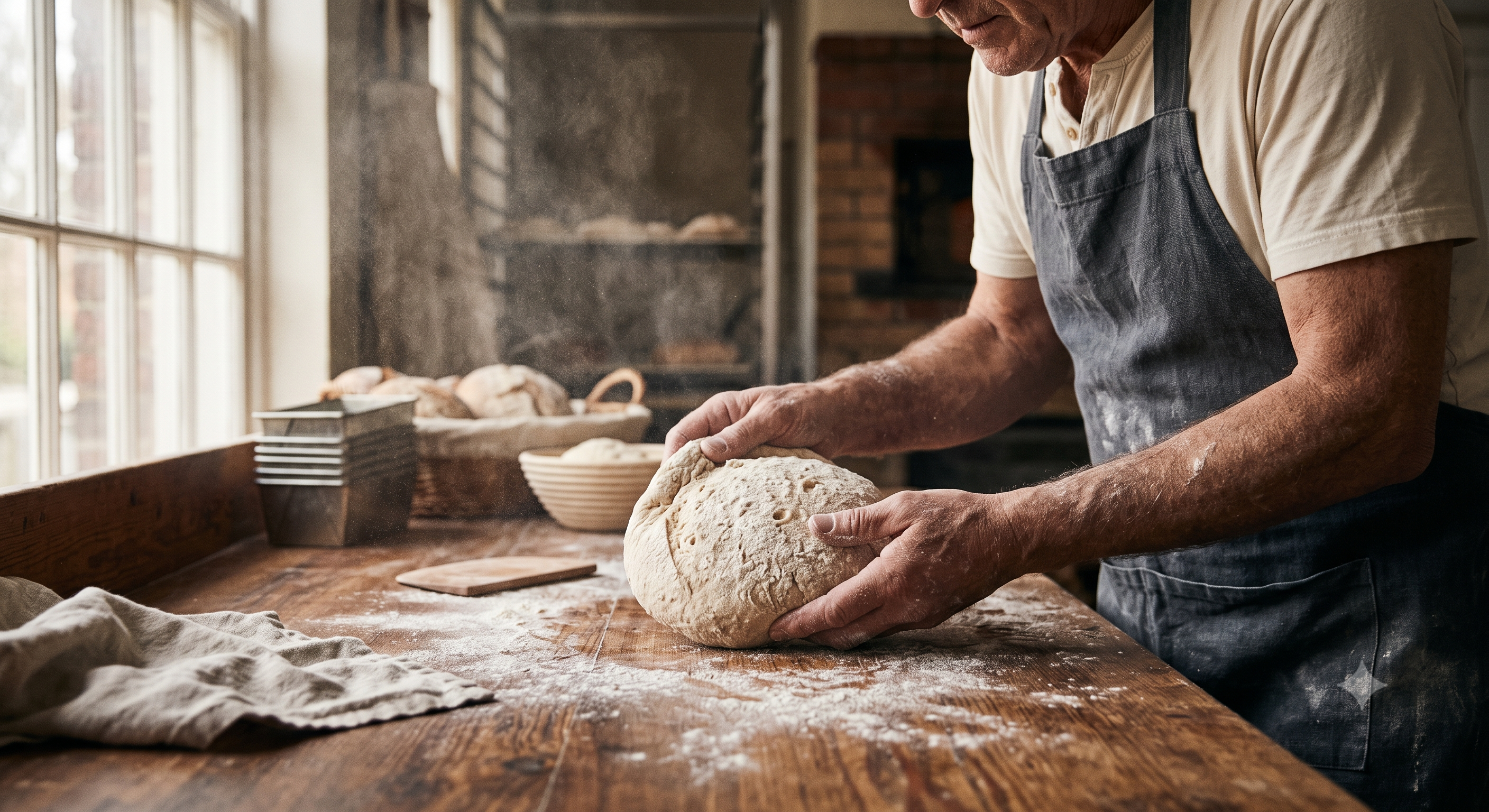 Padeiro preparando pão artesanal na L'Artisan