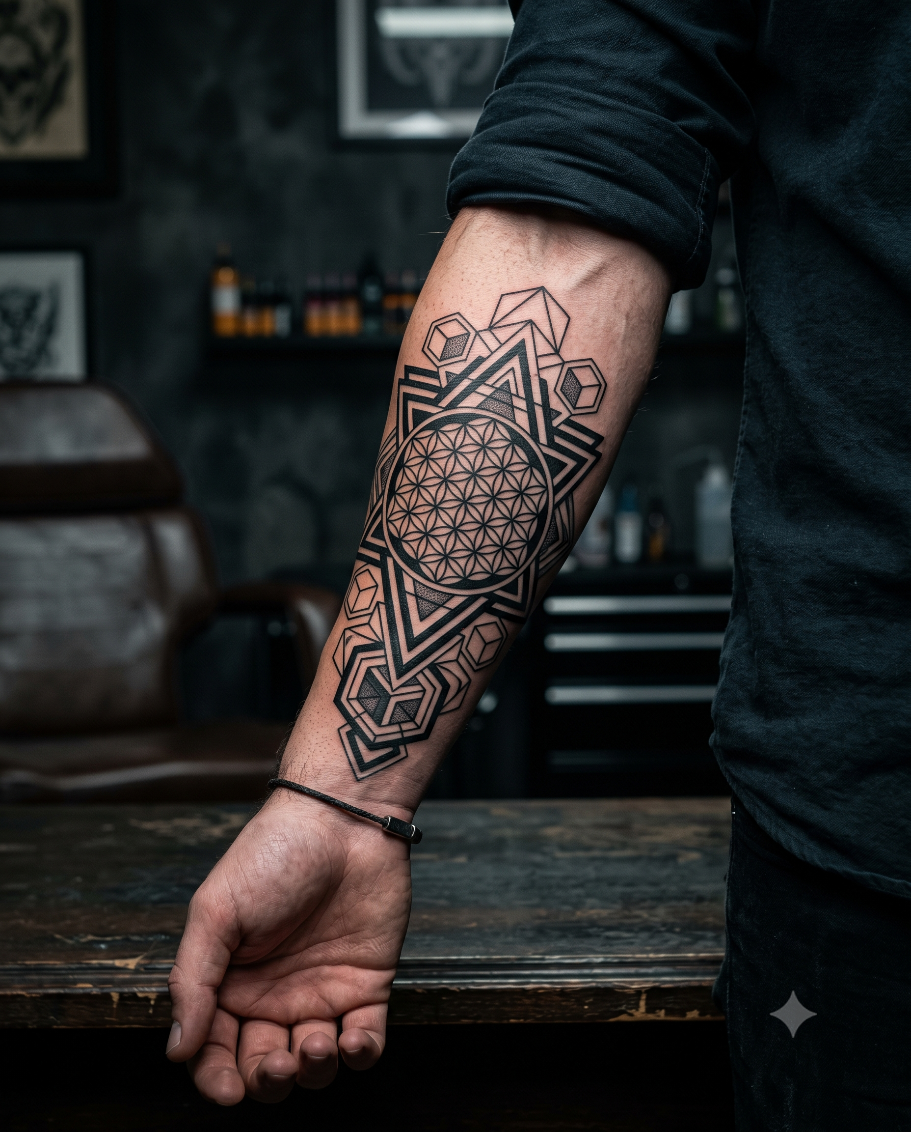 Tatuagem geométrica no antebraço