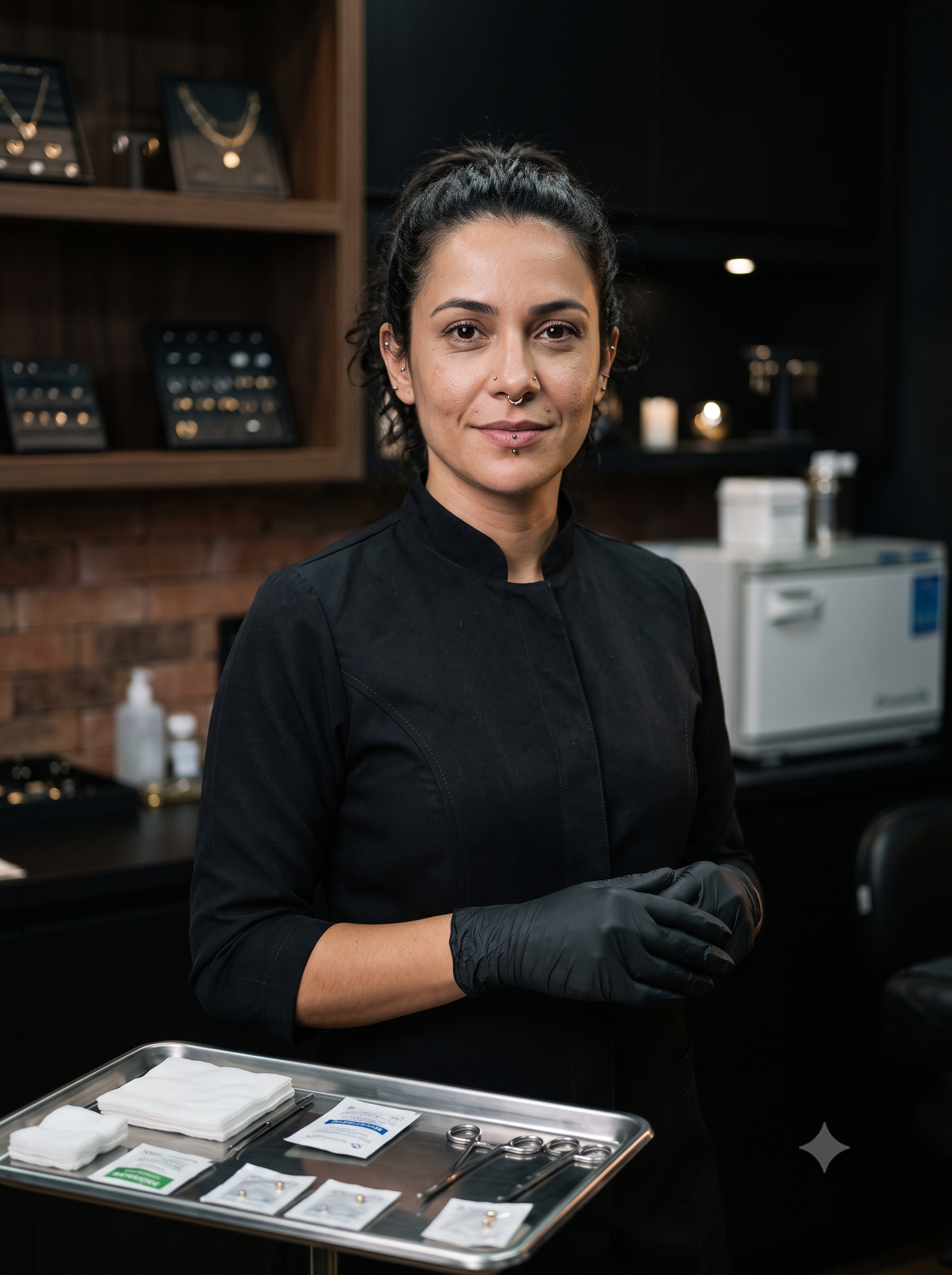 Retrato de Luiza Prado, especialista em piercing