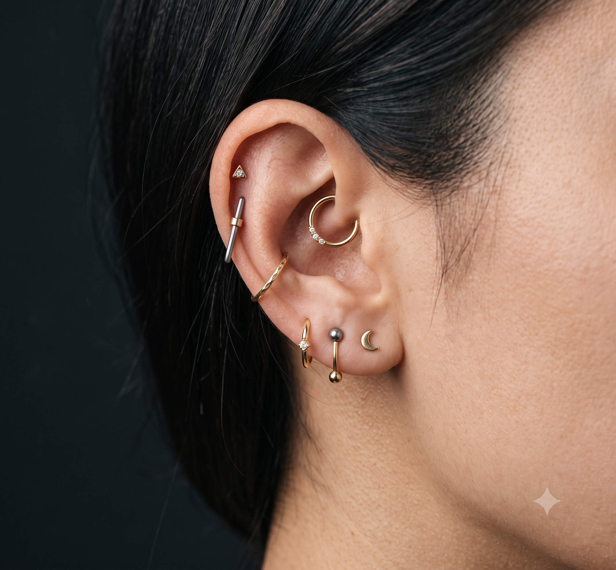 Piercing de orelha em titânio